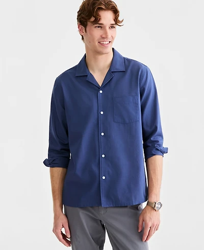 Club Room Men's Cotton Long-Sleeve Camp-Collar Shirt, Macy's Exclusive