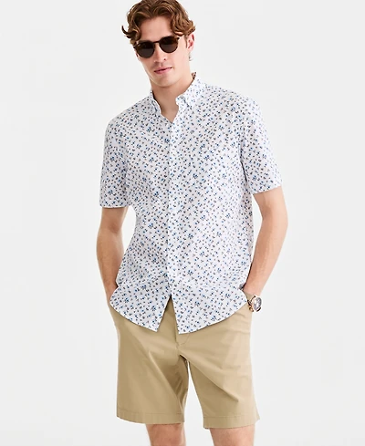 Club Room Men's Berti Cotton Poplin Floral-Print Shirt, Macy's Exclusive