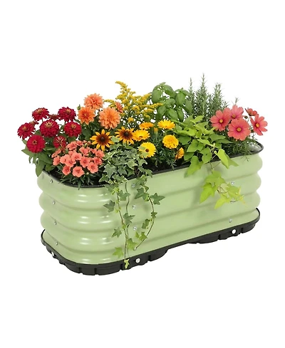 Aoodor Galvanized Raised Garden Bed 31.5'' Self-Watering Planter Box with Drainage Plug and Water Reservoir for Indoor & Outdoor Gardening