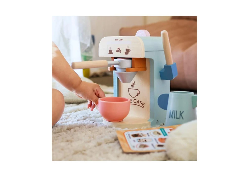Tiny Land Play Kitchen Accessories – Children's Coffee Maker: Wooden Kids Play Coffee Maker Set