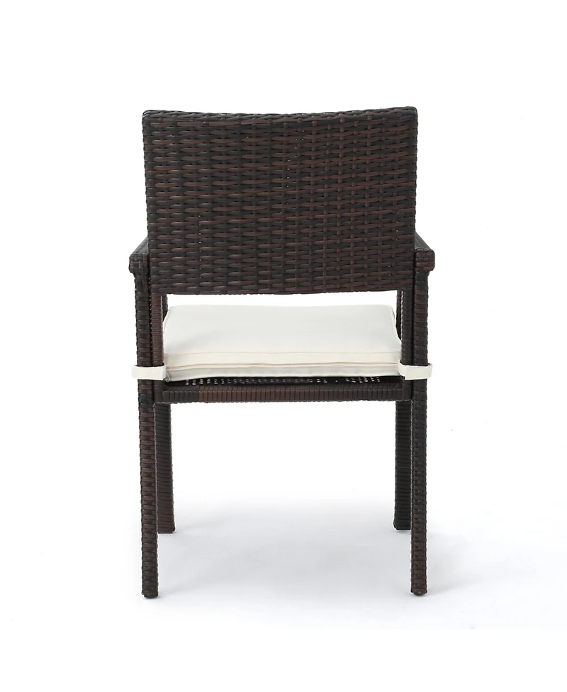 Flynama Set of 2 Outdoor Wicker Dining Chairs Water Resistant Cushioned Seats Lightweight Durable for Patio Hosting