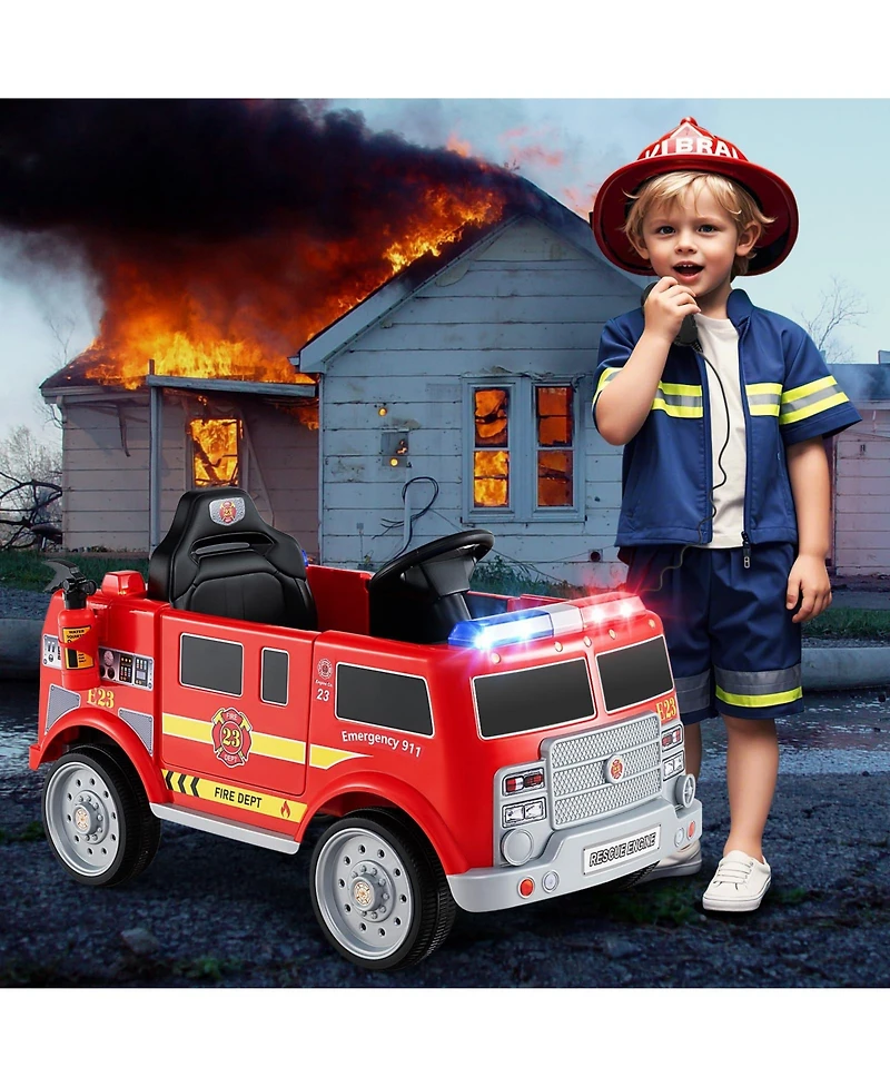 Mecale Kids Ride on Fire Truck with Remote Control and Extinguisher