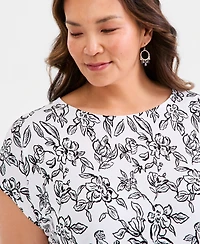 Style & Co Plus Mixed-Media Relaxed Top