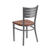 Emma+Oliver 2 Pack Silver Slat Back Metal Restaurant Chair