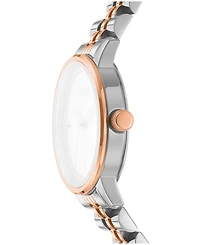 Dkny Women's Silver Crystal Accented Dial Two-Tone Rose Gold Stainless Steel Bracelet Watch, 30mm