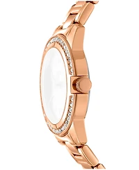 Dkny Women's Rose Gold Dial Crystal Bezel Red-Gold Tone Stainless Steel Bracelet Watch, 30mm