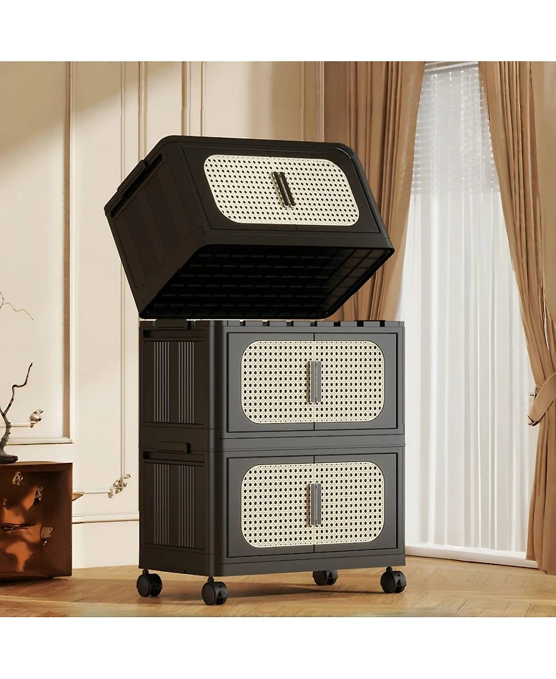 Streamdale Furniture American Retro Folding Storage Cabinet with Wheels