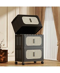 Streamdale Furniture American Retro Folding Storage Cabinet with Wheels