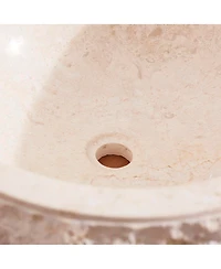 Tikamoon Genuine Marble Hand-carved Design Rustic and Smooth Washbasin