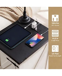 Yigii Farmhouse Nightstand with Charging Station