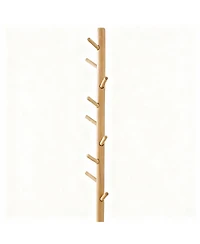 Yigii Oak Wood Wall-Mounted Coat Rack for Coats, Hats, Towels, Purse