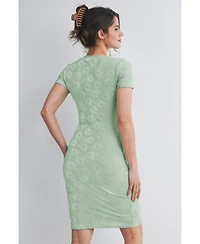 Hello Miz Maternity Floral Bodycon Short Sleeve Dress