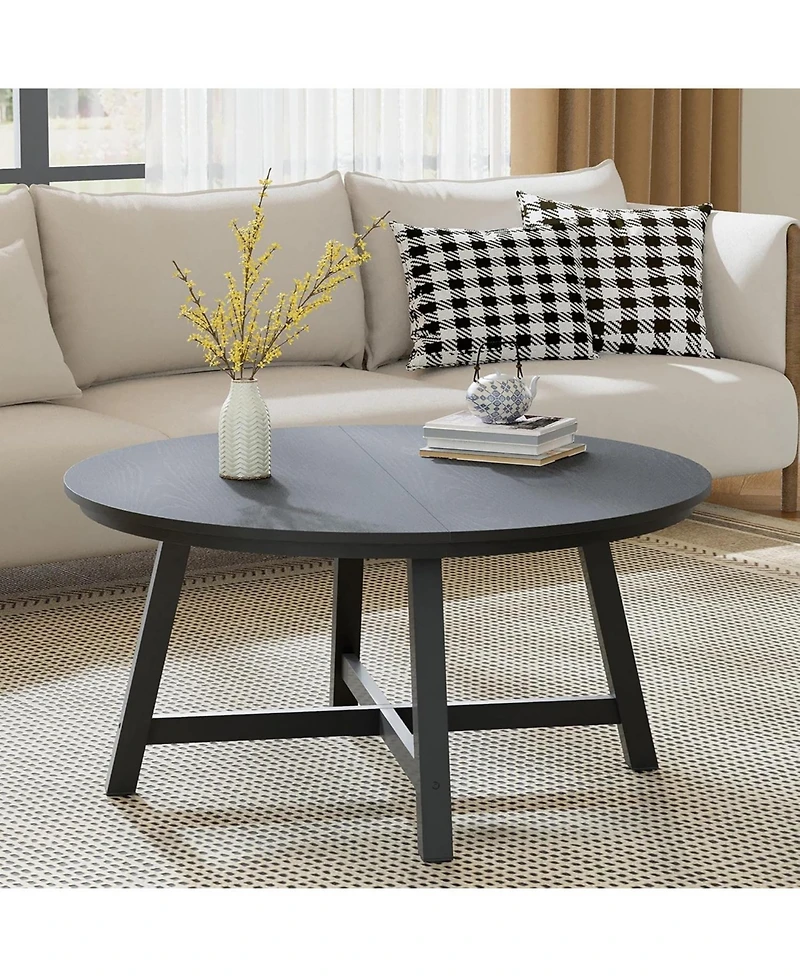 gaomon Round Coffee Table 36" Center Table,Large Industrial Accent Tables with Adjustable Feet, Living Room Thickened Le