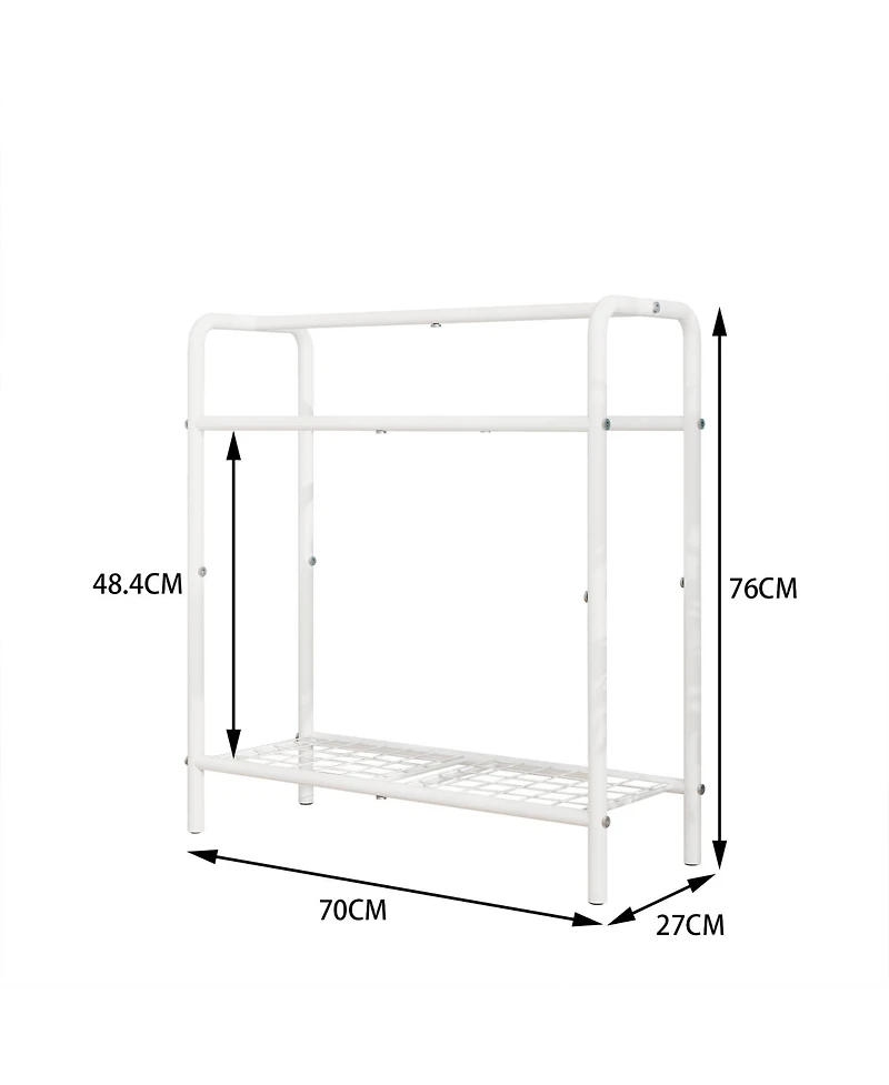 Rainsken 3 Tier Metal Towel Rack, Freestanding Towel Holder with Mesh Shelf, Display Rack for Bedroom, Bathroom