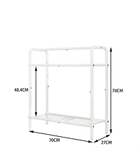 Rainsken 3 Tier Metal Towel Rack, Freestanding Towel Holder with Mesh Shelf, Display Rack for Bedroom, Bathroom