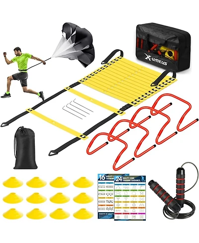 X-umeus 6x4 ft Kids Soccer Goals for Backyard Set of 2, Agility Ladder Speed Training Equipment Set Soccer Training Equipment for Kids Youth Adults