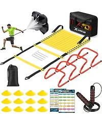 X-umeus 6x4 ft Kids Soccer Goals for Backyard Set of 2, Agility Ladder Speed Training Equipment Set Soccer Training Equipment for Kids Youth Adults