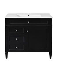 Sillysis 36" Modern Bathroom Vanity with Sink, Solid Wood Cabinet, Soft Close Drawers & Tip-Out Storage