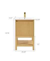 Sillysis 20" Solid Wood Bathroom Vanity with Sink & Door-Mounted Shelf, Modern Compact Pre-Assembled for Small Spaces-Sillysis