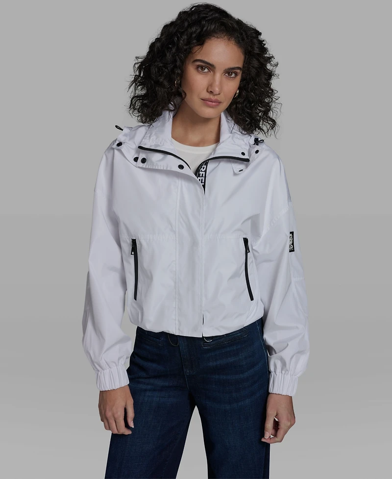 Karl Lagerfeld Paris Women's Cropped Anorak Jacket with Hood