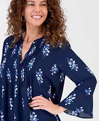 Style & Co Women's Printed Pintuck Ruffle Sleeve Top, Macy's Exclusive