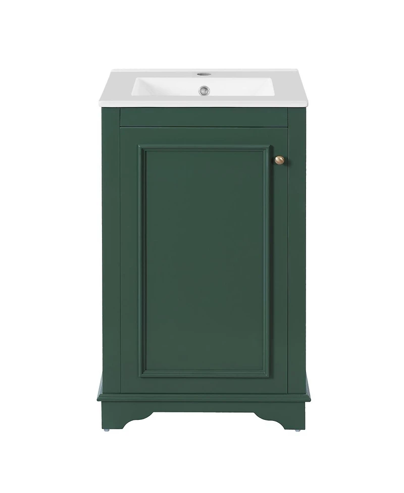 Sillysis 20" Bathroom Vanity with Ceramic Sink, Modern Solid Wood & Mdf Cabinet, Soft-Close Door for Small Spaces