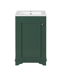 Sillysis 20" Bathroom Vanity with Ceramic Sink, Modern Solid Wood & Mdf Cabinet, Soft-Close Door for Small Spaces