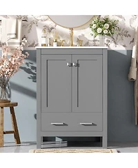 Sillysis 24" Bathroom Vanity with Sink, Solid Wood Frame, Soft Close Doors & Ample Storage for Small Spaces