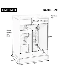 Sillysis 24" Bathroom Vanity with Sink, Compact Modern Design for Small Bathrooms