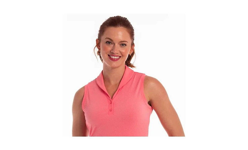 Ep Ny Women's Seersucker Shawl Collar Short Sleeve Golf Polo