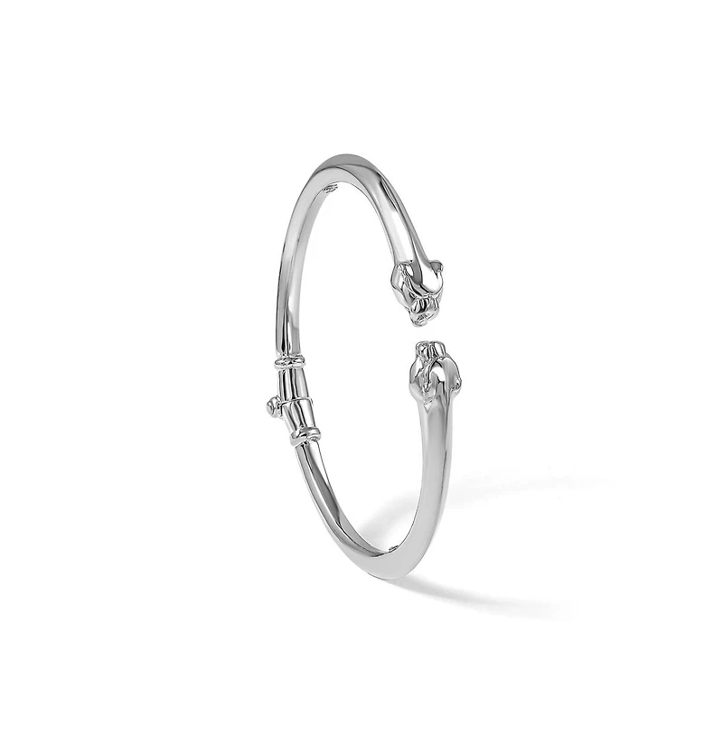 Curata Jewelry Solid 18k Panther Head Hinged Cuff Bangle