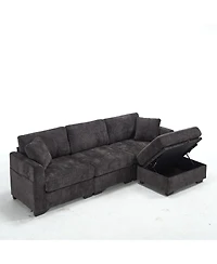 Streamdale Furniture Modern Storage Sofa with Dual Usb, 2 Side Pockets, Ottoman Storage Bench
