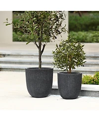 LuxenHome 2-Piece Tapered Round Plastic Planters Set