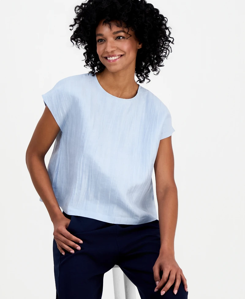 Eileen Fisher Women's Round-Neck Short-Sleeve Boxy Top