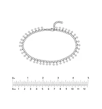 Curata Jewelry 925 Sterling Silver 10 Inch Rhodium Plated Round Link With Hanging Rhombus Adjustable Anklet