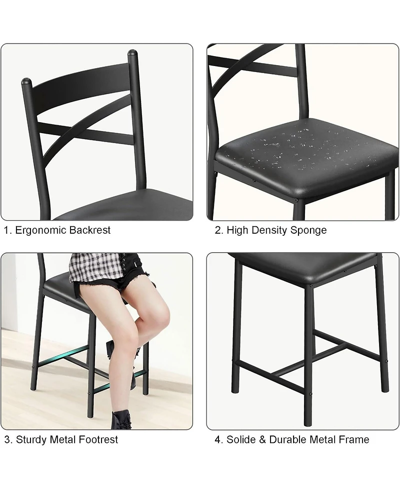 gaomon Bar Stools Set of 4 Kitchen Barstools with Footrest and Back Pu Leather Counter Height Bar Stools