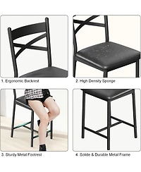 gaomon Bar Stools Set of 4 Kitchen Barstools with Footrest and Back Pu Leather Counter Height Bar Stools