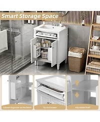 Sillysis 24" Modern Bathroom Vanity with Ceramic Sink, Soft Close Doors & Adjustable Storage Shelf for Small Spaces