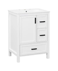 Sillysis 24" Modern Bathroom Vanity with Ceramic Sink, Soft Close Cabinet & Ample Storage for Small Spaces
