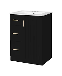 Sillysis 24" Modern Bathroom Vanity with Sink, Small Freestanding 2 Drawers and Soft Close Door