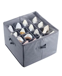 Rainsken 16 Compartments Underbed Shoe Box, Shoe Storage Organizer with Adjustable Dividers, Clear Window and Reinforced Handles for Shoes