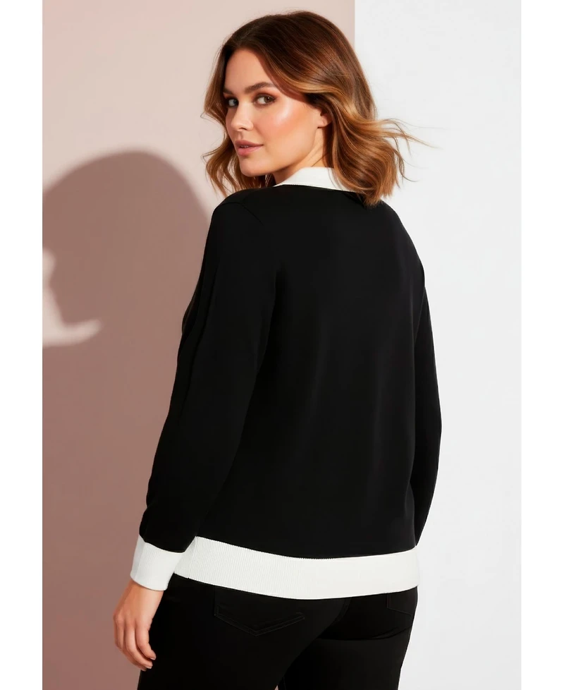 Avenue Plus Color Block Polo Sweater