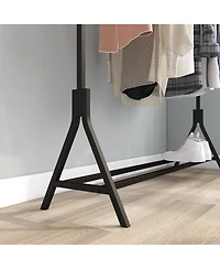 Rainsken A-Frame Metal Clothes Hanger, Multi-Functional Single-Rod Garment Stand, with Adjustable Anti-slip Feet, Bottom Double Pole Storage for Home