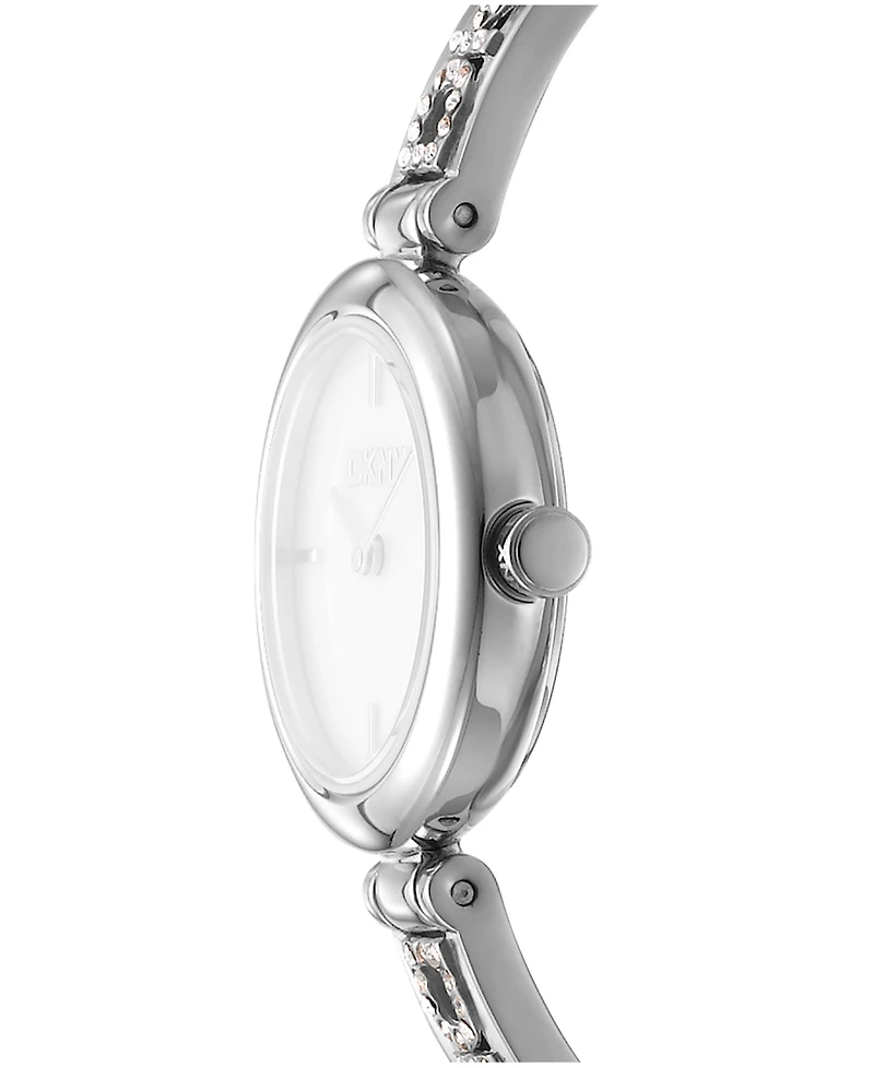 Dkny Women's White Dial Stainless Steel Crystal Accented Jewelry Bracelet Watch, 26mm