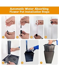 Streamdale Furniture Set of 2 Faux Rattan Tall Planters w/Water Level Monitor