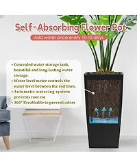 Streamdale Furniture 30" Tall Large Self-Watering Planter with Inner Tray & Water Level Monitor, Black
