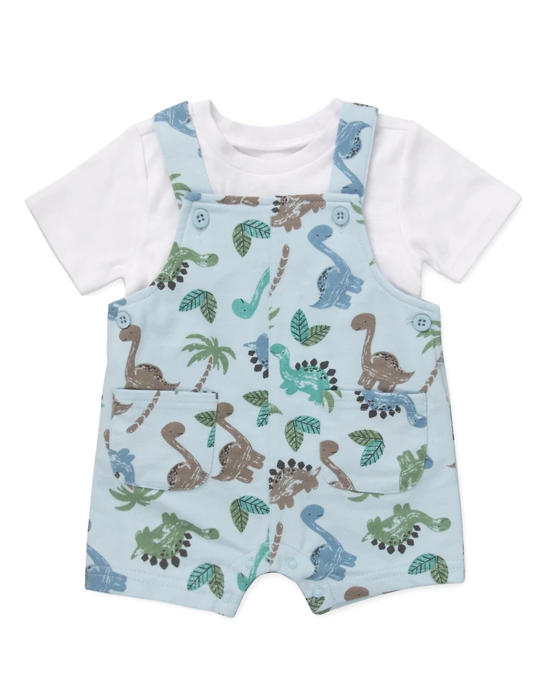 Baby Essentials Boys' Dinosaur Overall and T-Shirt, 2-Piece Set