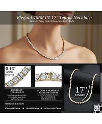 Classic 4mm Clear Round Cubic Zirconia Tennis Necklace