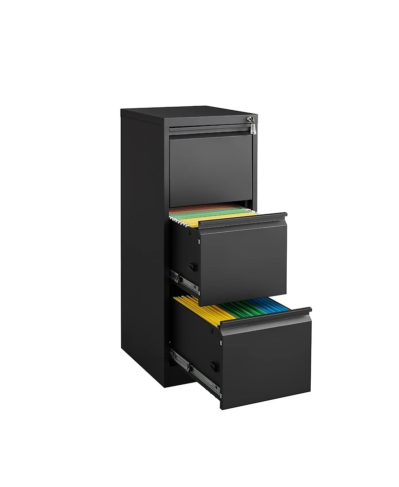 Rainsken 3 Drawer File Cabinet, Vertical Metal File Cabinet with Lock