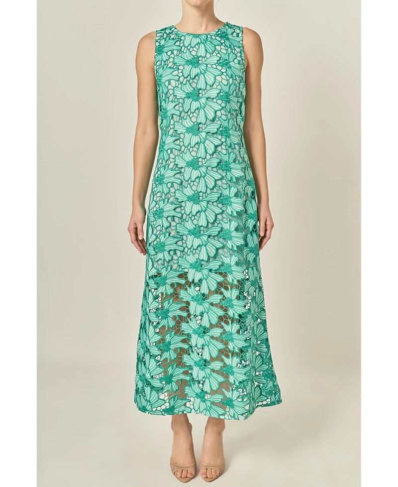 English Factory Women's Floral Embroidered Midi Dress